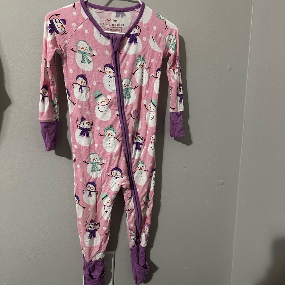 Little Sleepies pink snowman print